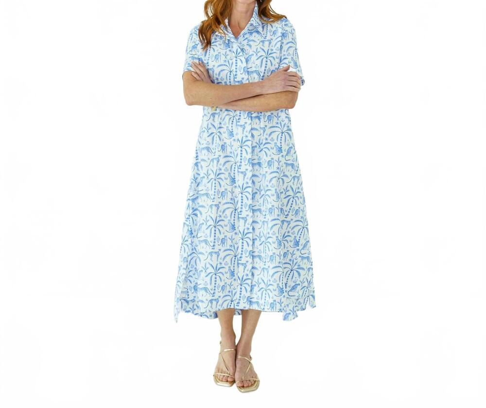 NEW CARYN LAWN millie midi dress in blue jungle